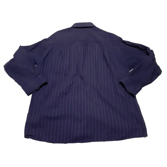 Men's Calvin Klein Purple Button Down Shirt Striped Size 16 32/33 Casual Dress - Picture 2 of 3